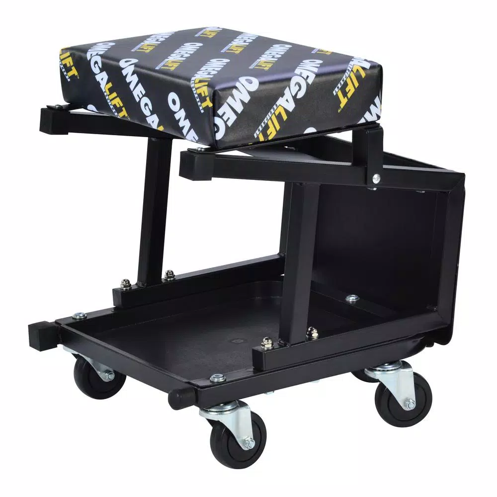 Omega Lift 2-in-1 Mechanics Creeper Seat and Step Stool with Reinforced Steel Frame