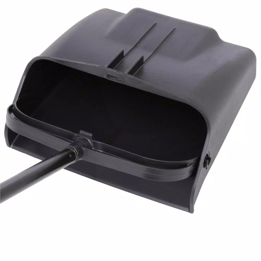 Continental 12 in. Upright Lobby Dust Pan with Vinyl-Coated Steel Handle, Black