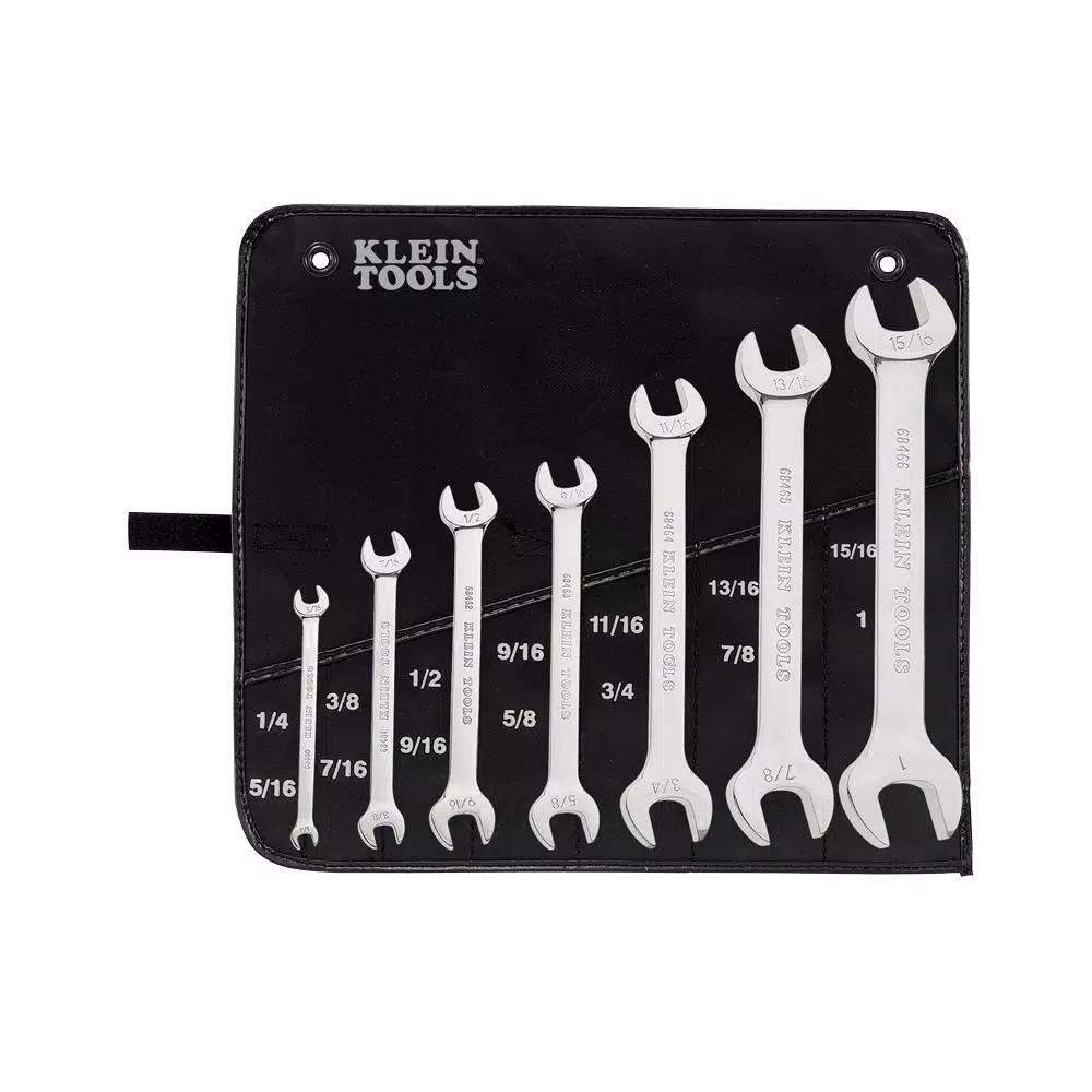 Klein Tools 7-Piece Open-End Wrench Set, Alloy Steel, 1/4 in. to 1 in.