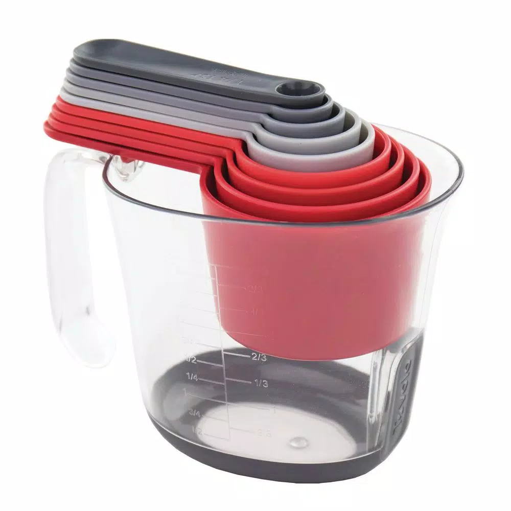 Spectrum Tovolo Magnetic Nested Measuring Cup and Spoon Set, Red