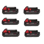 Milwaukee M18 REDLITHIUM 18V 2.0Ah Compact Lithium-Ion Battery Pack, 6-Pack thumbnail 1