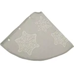 VHC Brands Ingrid 48 in. Ash Grey Farmhouse Christmas Tree Skirt with Appliqued Snowflakes thumbnail 3