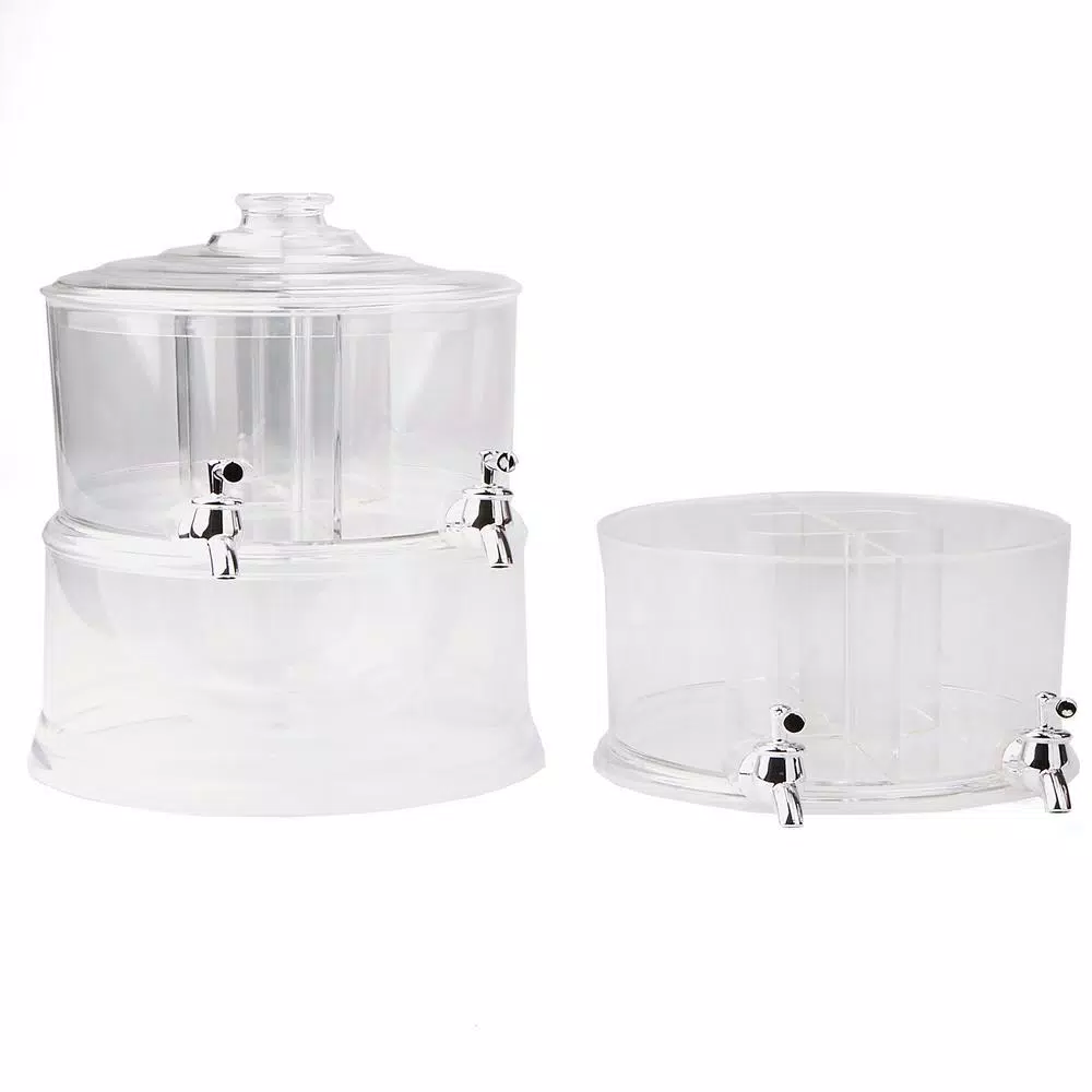 Mind Reader 2-Tier Stackable Beverage Dispenser, 4-Compartment 2-Gallon Drink Holder with Ice Compartments