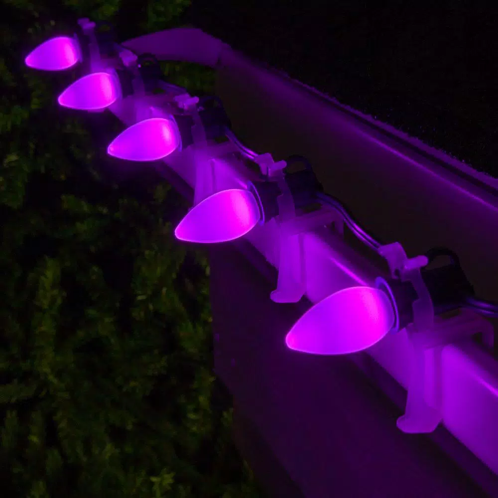 Wintergreen Lighting OptiCore C7 LED Purple Smooth Opaque Replacement Light Bulbs, E12 Candelabra Base, 25-Pack