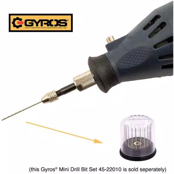 Gyros Mini Keyless Adaptor Chuck, 1/8 in. Shank, 0 to 0.039 in. Capacity for Drill Bits #60-#80