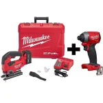 Milwaukee M18 FUEL 18V Brushless Cordless Jig Saw Kit with M18 FUEL 1/4 in. Hex Impact Driver thumbnail 1