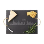 Cathy's Concepts Chicago Skyline Black Slate Serving Tray with Hemp Handles thumbnail 7