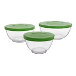 Libbey Baker's Basics Clear Glass Mixing Bowl Set with Lids, 3-Piece thumbnail 1