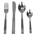 Unbranded Stripes 16-Piece 18/0 Stainless Steel Flatware Set, Silver Modern Silverware thumbnail 3