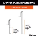 CURT A-Frame Trailer Jack with Side Handle, 2,000 lbs. Capacity, 14.5 in. Travel thumbnail 4