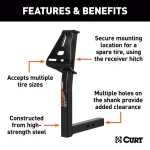 CURT Hitch-Mounted Spare Tire Mount for 2" Receiver thumbnail 2