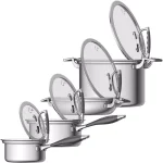 CookCraft by Candace 8-Piece Tri-Ply Stainless Steel Cookware Set with Patented Latch Lids thumbnail 7