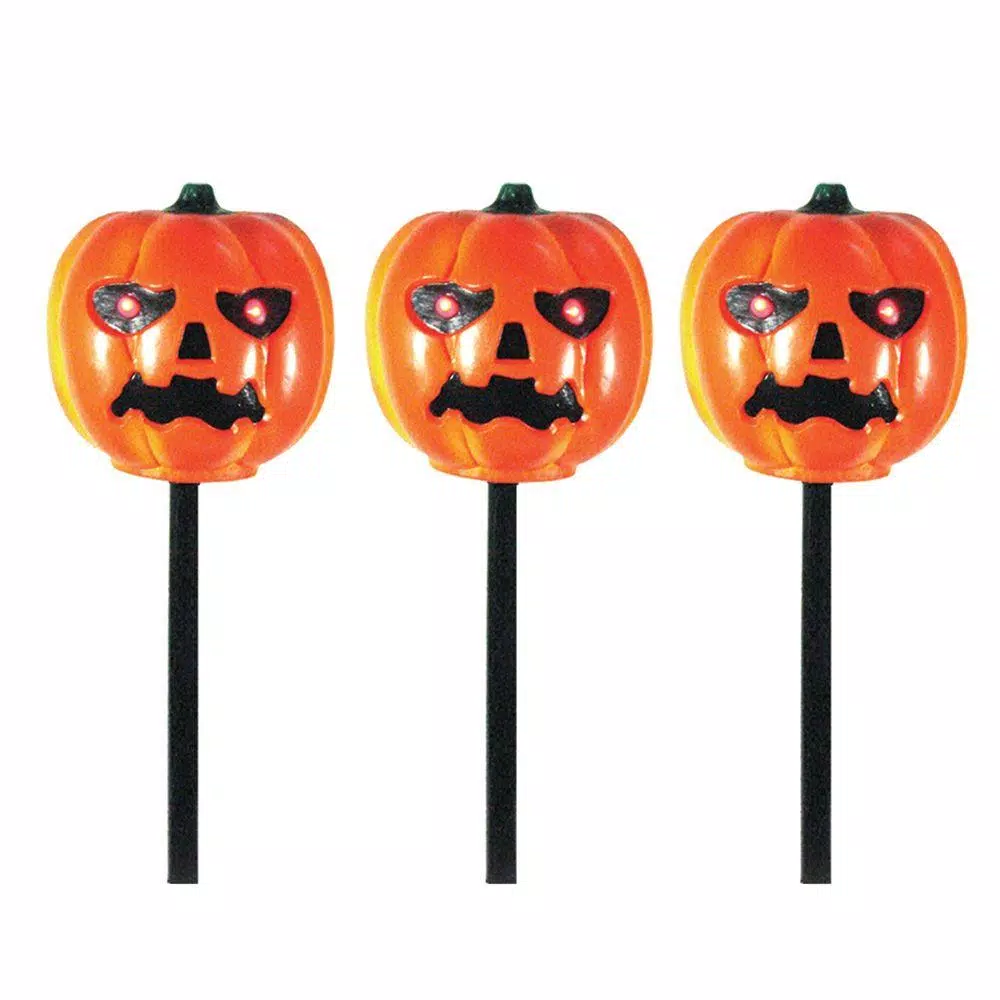Brite Star Battery Operated Pumpkin Halloween Pathmarkers with Motion Sound and Flashing Red Eyes (3-Pack)