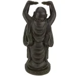 Oriental Furniture 36 in. Tall Laughing Buddha Standing Statue - Brown Resin thumbnail 3