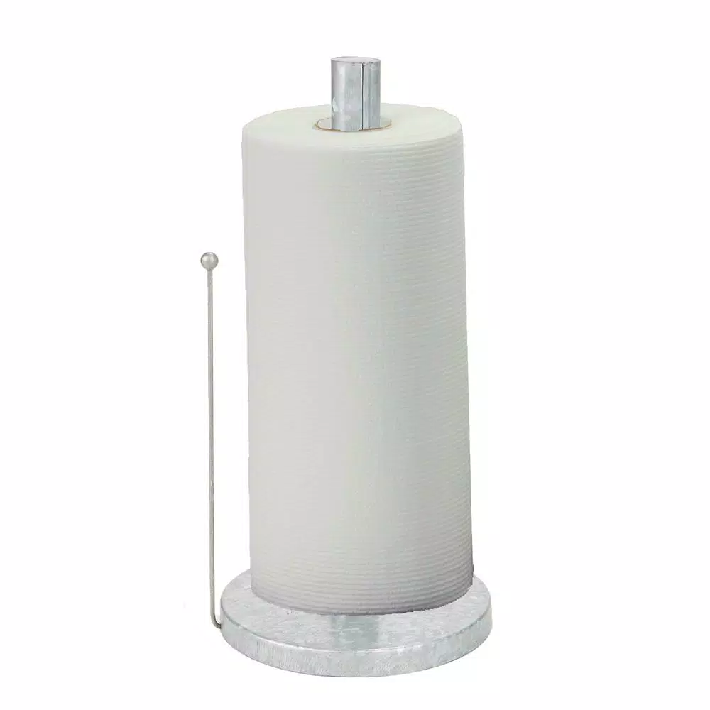 Mind Reader Silver Galvanized Steel Freestanding Paper Towel Holder - Multi-Purpose Countertop Stand