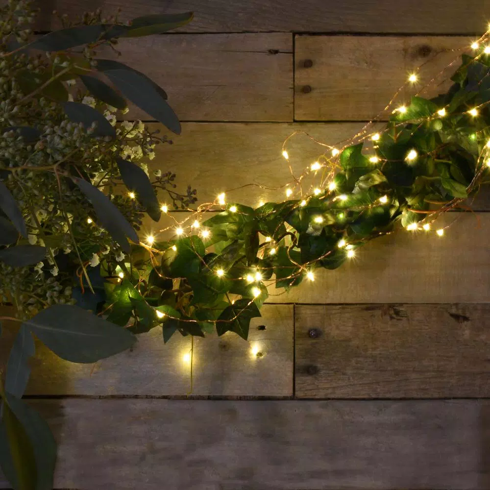 LUMABASE 100 LED Warm White Micro Dot Fairy String Lights, Multi-Strand Copper Wire, Battery Operated (Set of 2)