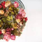 Nearly Natural 24 in. Red Peony Hydrangea Wreath with Berries and Greenery thumbnail 3