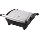 PREMIUM 4-Slice 1400W Non-Stick Panini Press and Indoor Grill, Black and Silver thumbnail 1