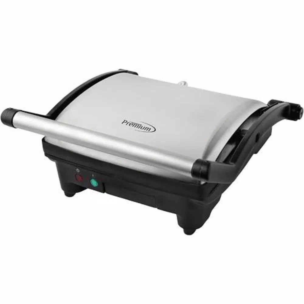 PREMIUM 4-Slice 1400W Non-Stick Panini Press and Indoor Grill, Black and Silver