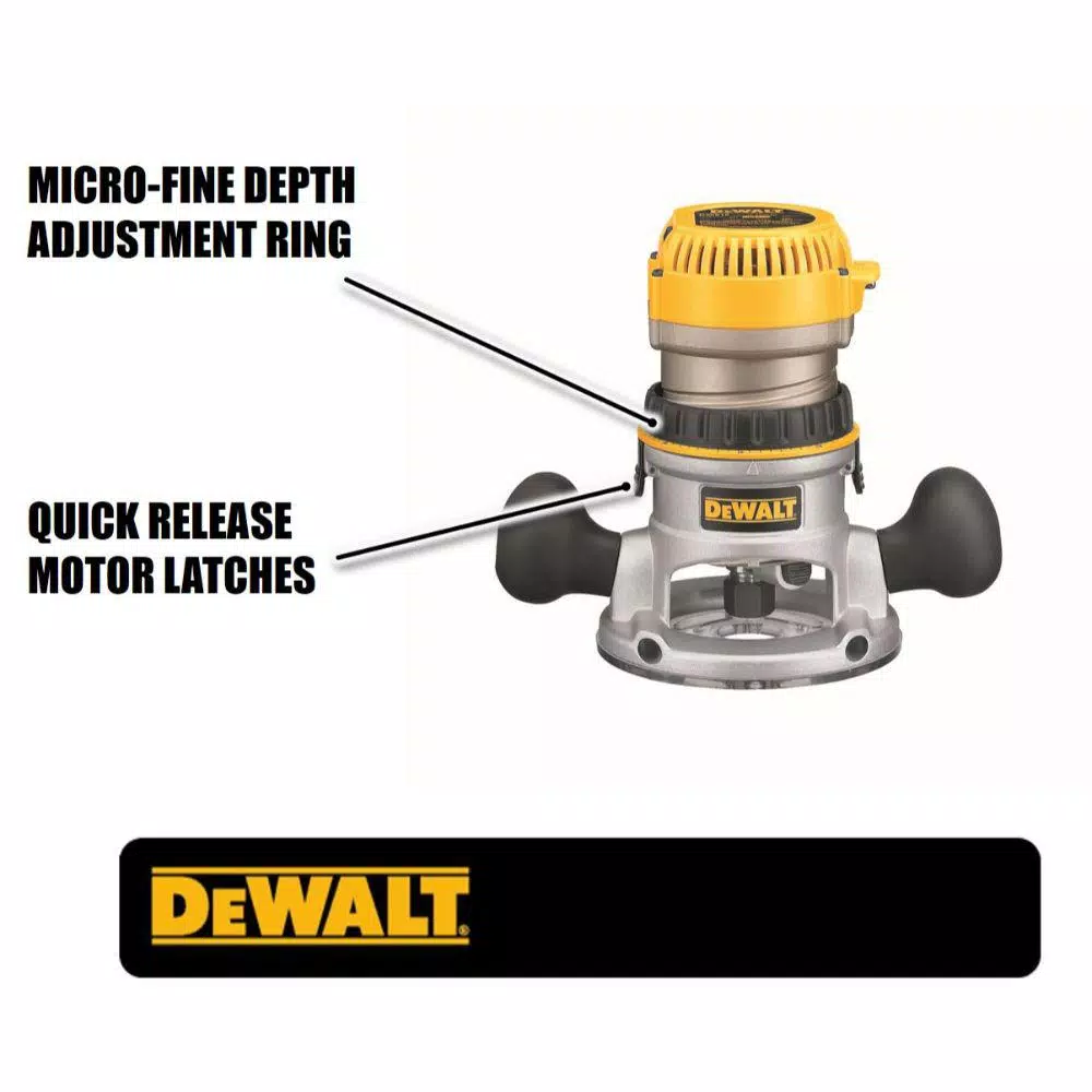 DEWALT 2-1/4 HP 12 Amp Electronic Variable Speed Fixed Base Router with Soft Start