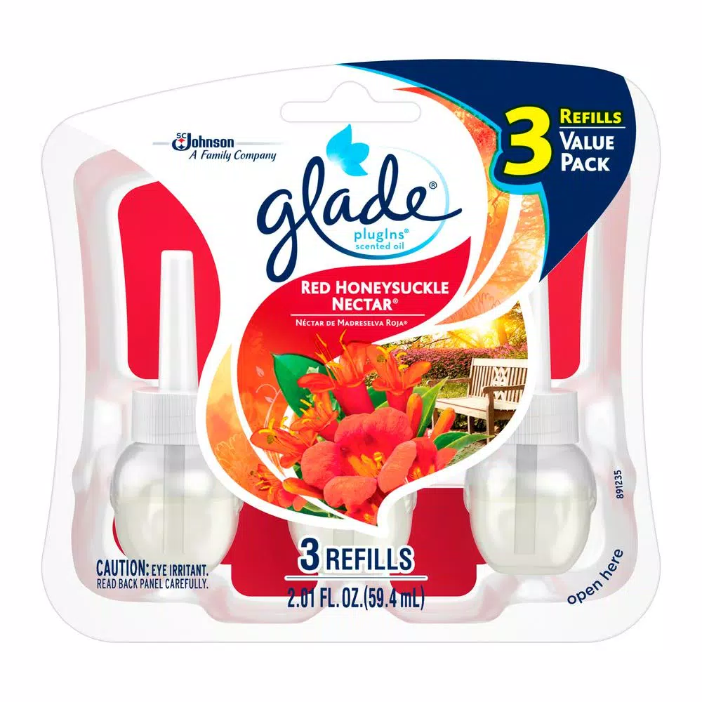 Glade PlugIns Scented Oil Air Freshener Refills, Honeysuckle Nectar, 2.01 oz (Case of 6, 3-Pack)