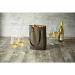 Picnic Time Khaki Green Waxed Canvas 2-Bottle Insulated Wine and Cheese Tote Bag thumbnail 6