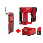 Milwaukee M12 12V Cordless 3/8 in. Crown Stapler and Oscillating Multi-Tool Combo Kit with 2.0Ah Battery and Charger thumbnail 1
