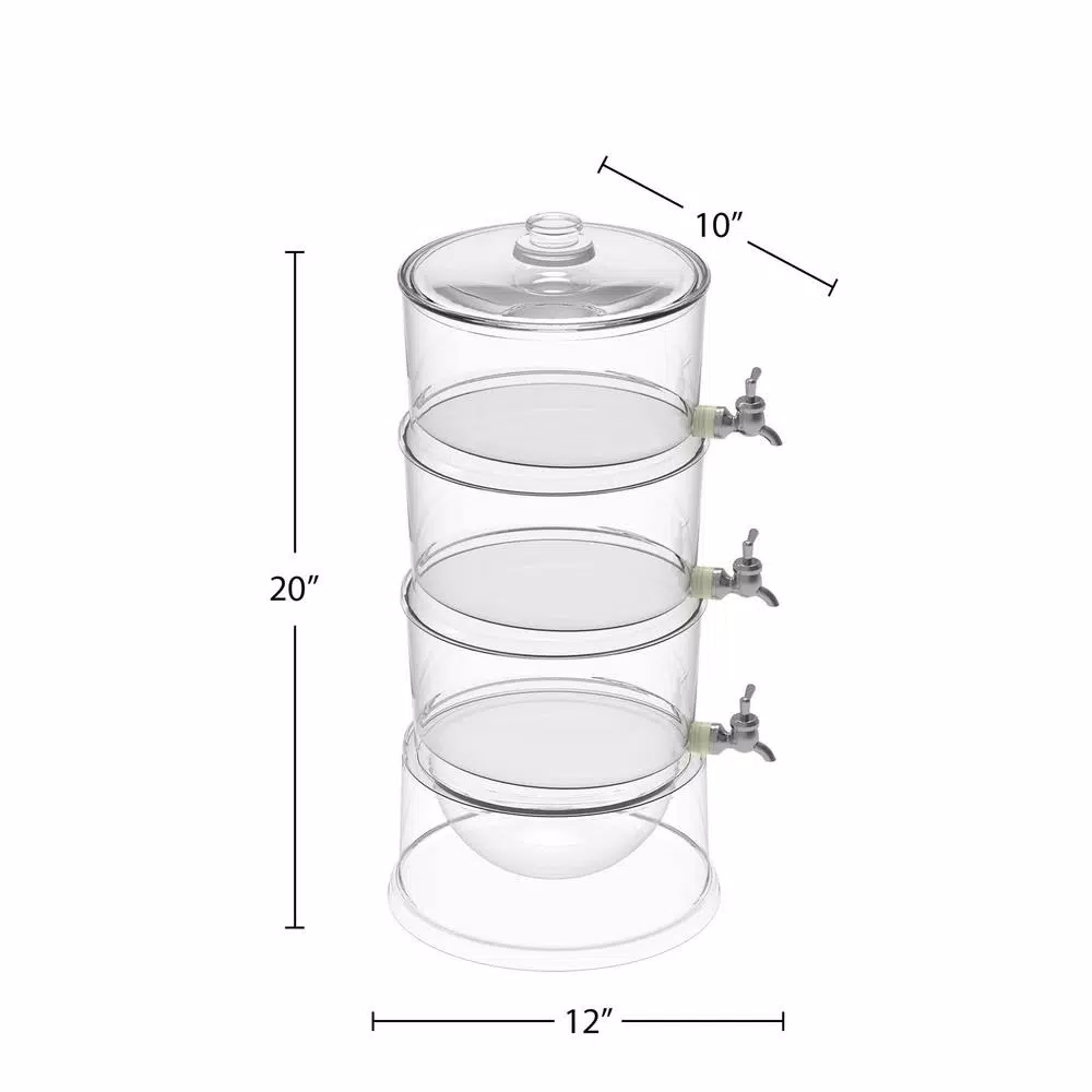 Classic Cuisine 3-Tier Beverage Dispenser, 354 oz BPA-Free Plastic Drink Server with 4 Removable Spigots