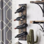 StyleWell 4-Bottle Vertical Wall Mounted Wine Rack, Black and Natural Wood thumbnail 3