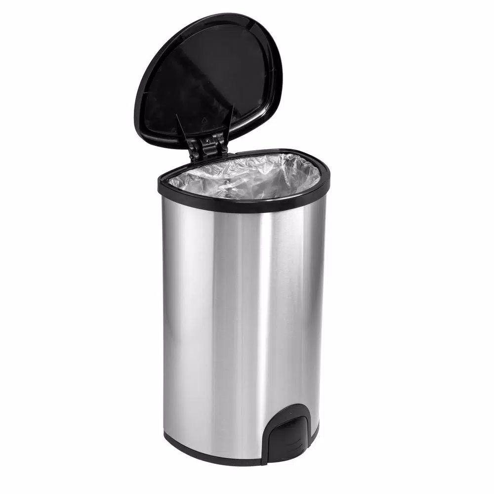 HDX 13.2 Gallon Stainless Steel Toe Tap Sensor Trash Can, Hands-Free Automatic Lid