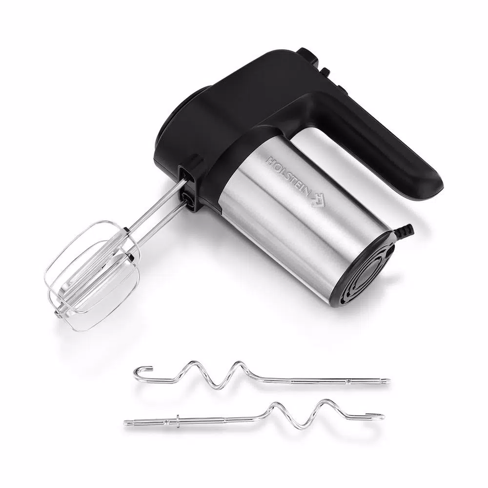 Holstein Housewares 250-Watt 6-Speed Hand Mixer with Turbo Function, Black Stainless Steel