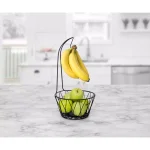 Spectrum Paxton Fruit Tree Steel Banana Stand and Fruit Bowl, Black thumbnail 1