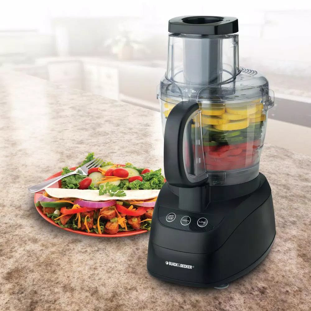 BLACK+DECKER Power Pro Wide-Mouth 10-Cup 2-Speed Food Processor, 500W, Black