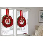 Home Accents Holiday 30 in. Berry Bliss Pre-Lit LED Artificial Christmas Wreath with Red Poinsettias thumbnail 3