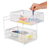 MIND READER 2-Tier Metal Mesh Utensil Caddy & Organizer, White thumbnail 2