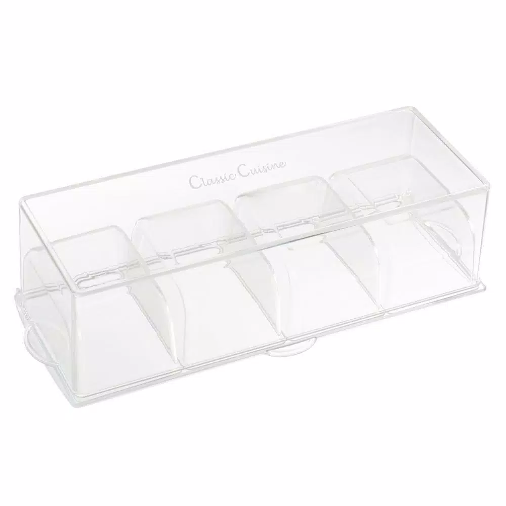 Classic Cuisine Cold Condiment Tray with Ice Chamber and Hinged Lid