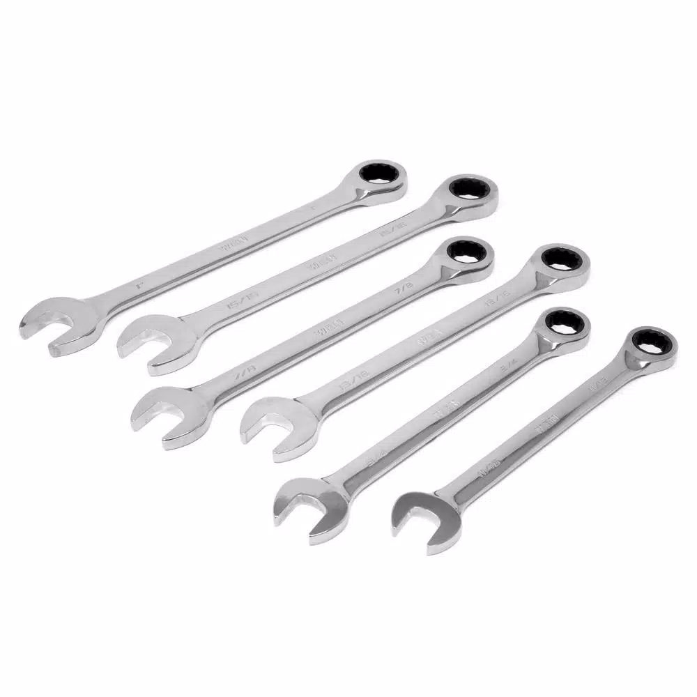WEN 13-Piece Professional SAE Ratcheting Combination Wrench Set with Storage Rack
