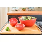 Unbranded EVO Sustainable Goods Red Wood-Plastic Composite Serving Bowl Set, 5-Piece thumbnail 2