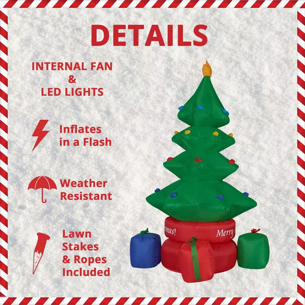 Fraser Hill Farm 6.5 ft. Animated Rotating Christmas Tree Inflatable with White Lights
