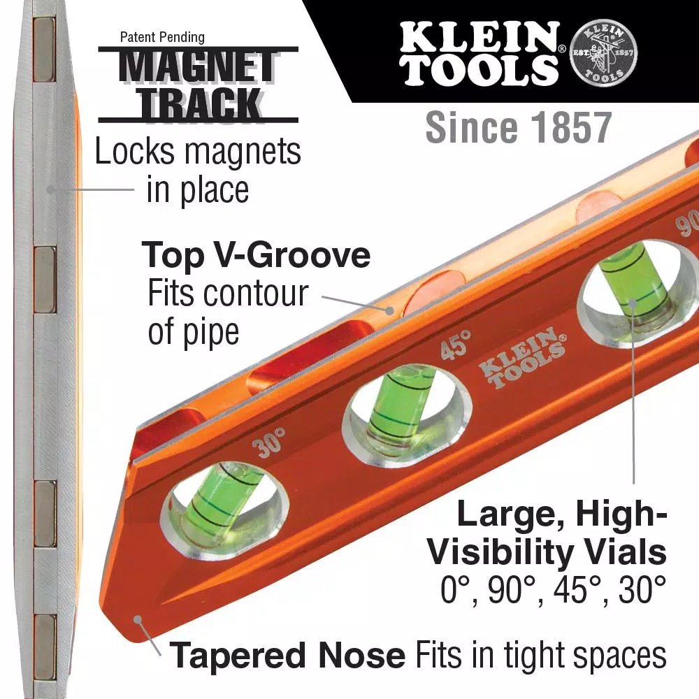 Klein Tools 8 in. Aluminum Torpedo Billet Level with Rare Earth Magnets