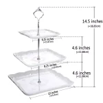 MALACASA 3-Tiered White Porcelain Square Cupcake Tower Stand - Elegant Dessert Serving Tray thumbnail 3