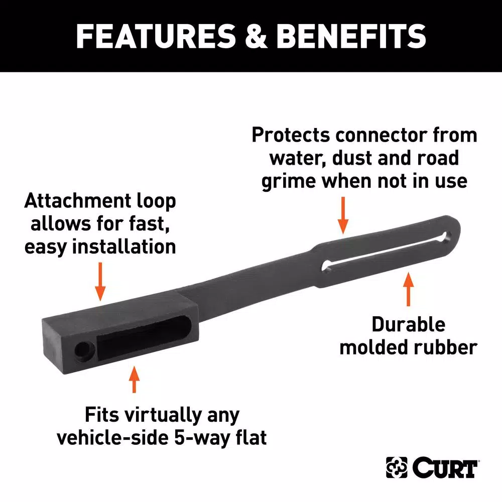 CURT 5-Way Flat Connector Dust Cover - Vehicle Side Electrical Socket Protector