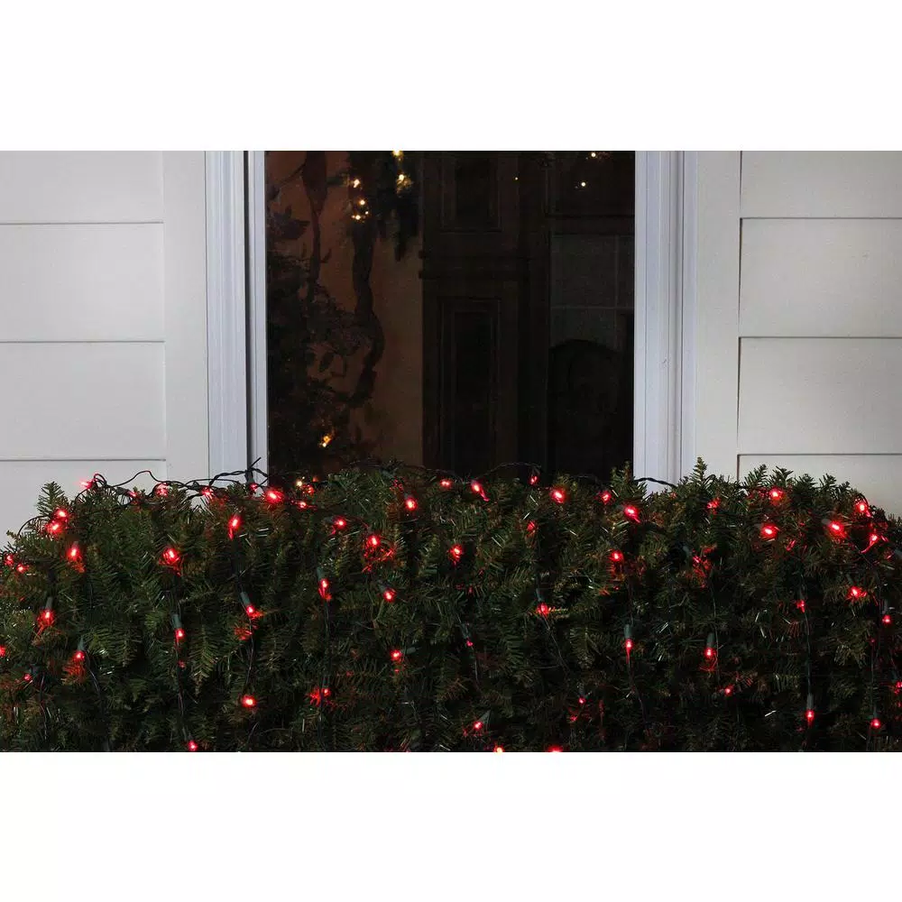 Northlight 4 ft. x 6 ft. Red LED Net Style Christmas Lights with Green Wire, 150 Bulbs