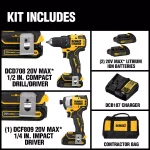 DEWALT ATOMIC 20V MAX Brushless Cordless 2-Tool Combo Kit with (2) 1.3Ah Batteries, Charger & Bag thumbnail 2