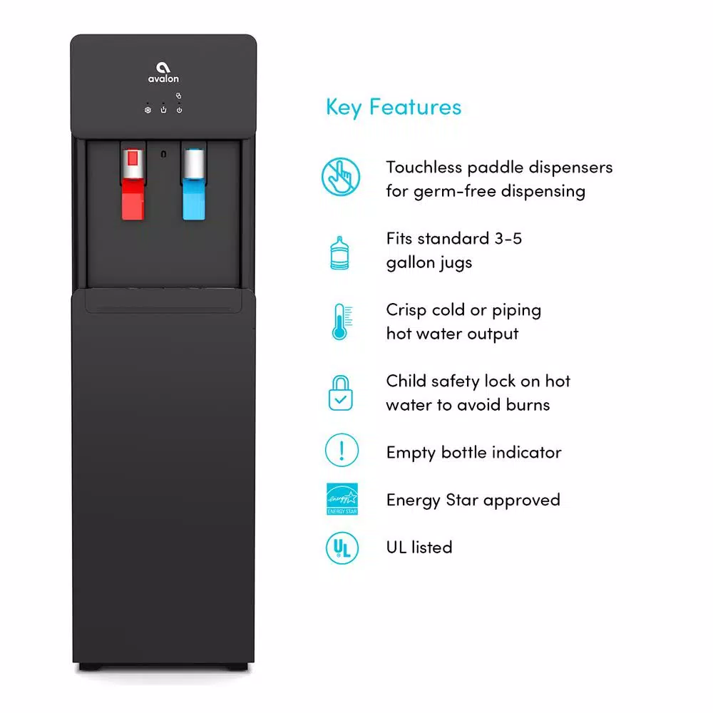 Avalon Touchless Bottom Loading Water Cooler Dispenser, Hot & Cold Water, UL/Energy Star Approved - Black