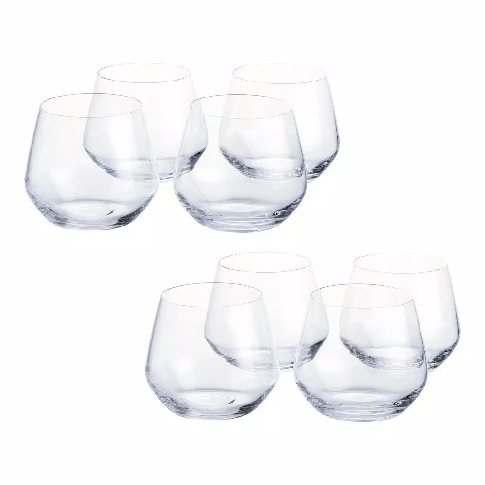 Home Decorators Collection Genoa 18.5 oz. Lead-Free Crystal Stemless Wine Glasses, Set of 8