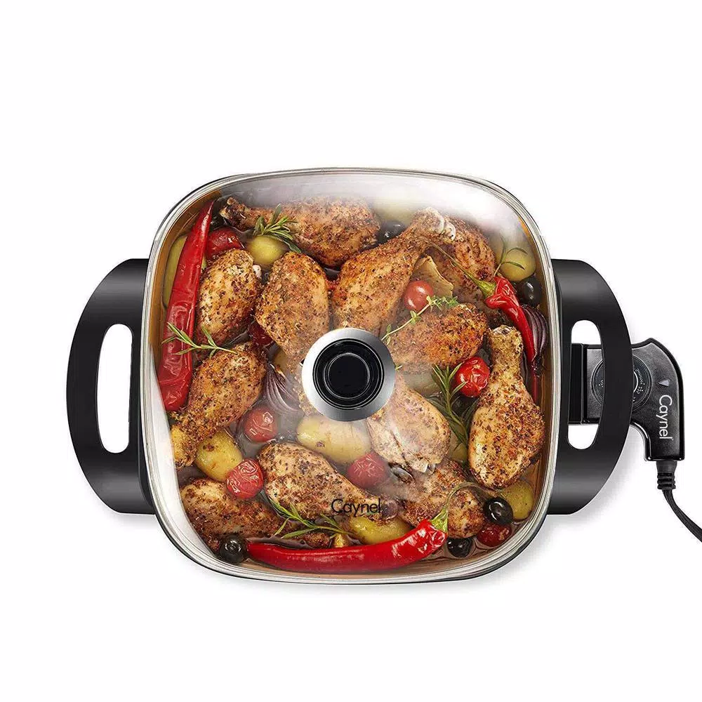 Boyel Living 1400W Electric Skillet with Copper Titanium Nonstick Coating, 12-inch Square Aluminum Body