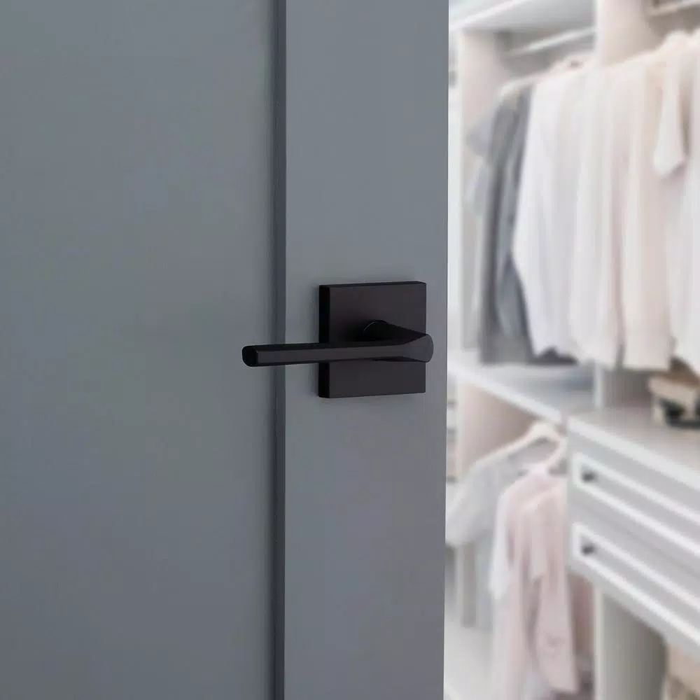 Kwikset Lisbon Square Matte Black Half-Dummy Door Lever