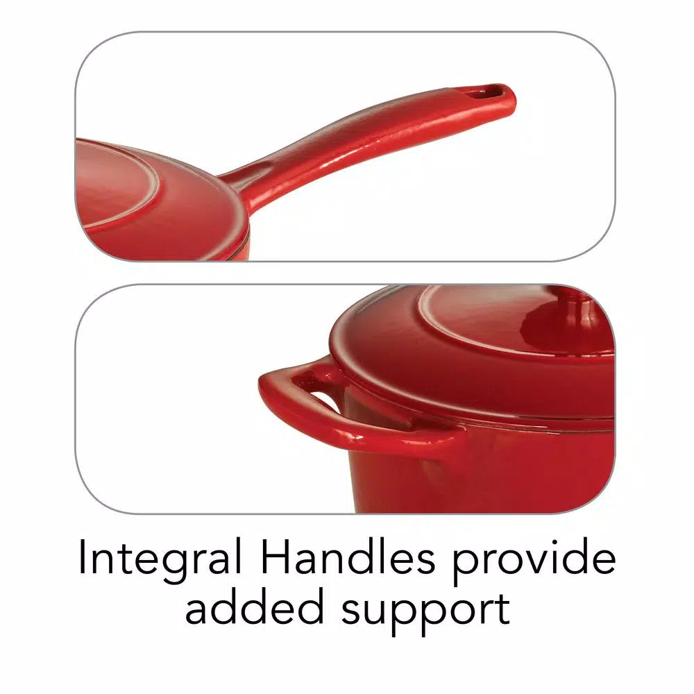 Tramontina 2.5 Qt. Enameled Cast Iron Saucepan with Lid, Gradated Red