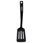 Unbranded Black Nylon Flexible Non-Stick Slotted Spatula with Curved Handle thumbnail 1